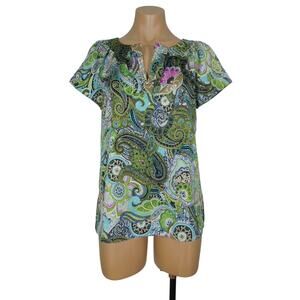 TALBOTS Blouse size 6 Womens Paisley Print MultiColor